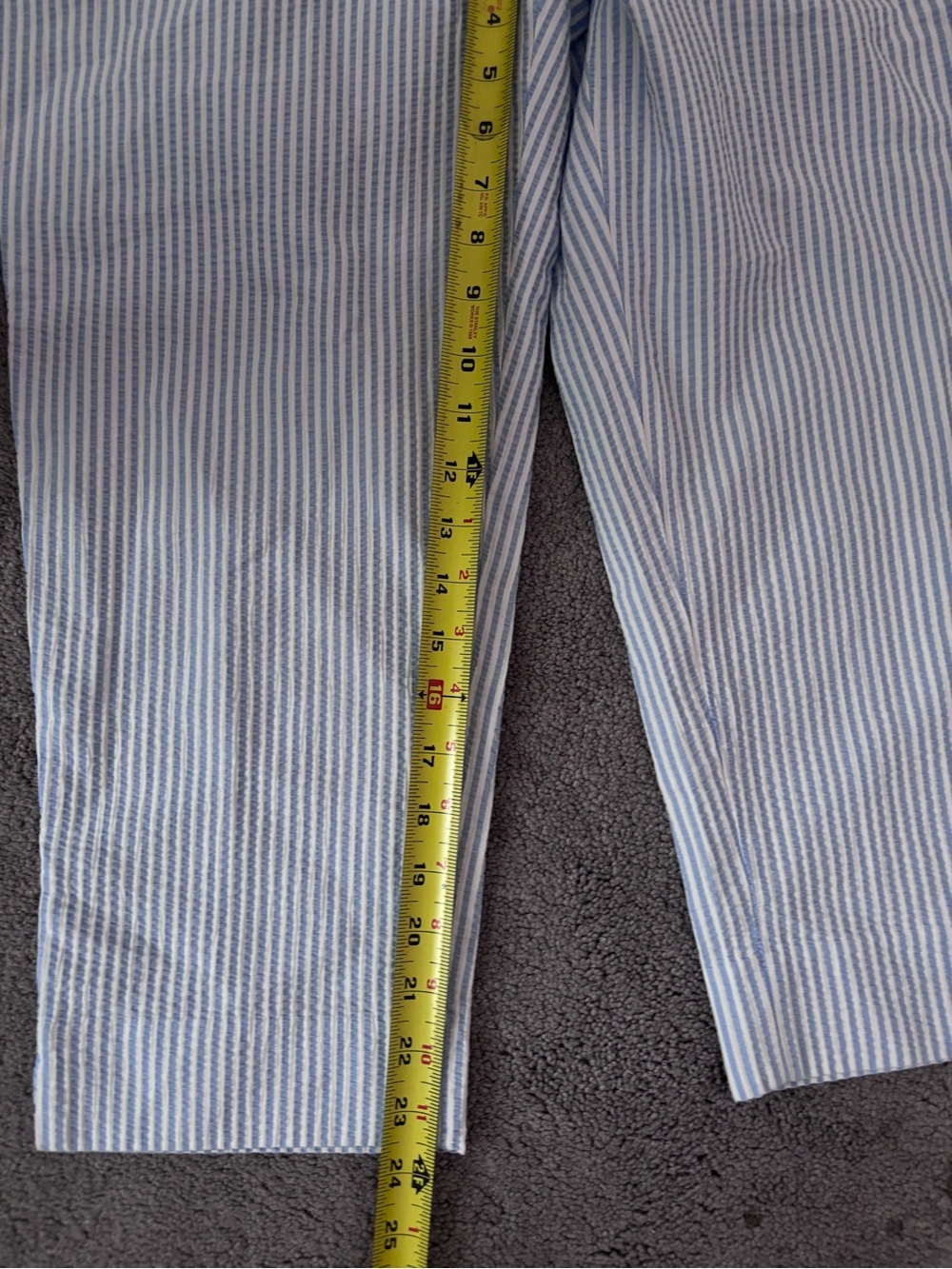Talbots Perfect Crop Pant 10P Blue White Seersucker Striped Cotton Pants - Picture 6 of 8